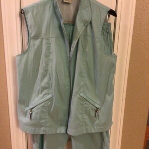 Allison Daley Mint Green Pants/Vest Outfit Size 16P